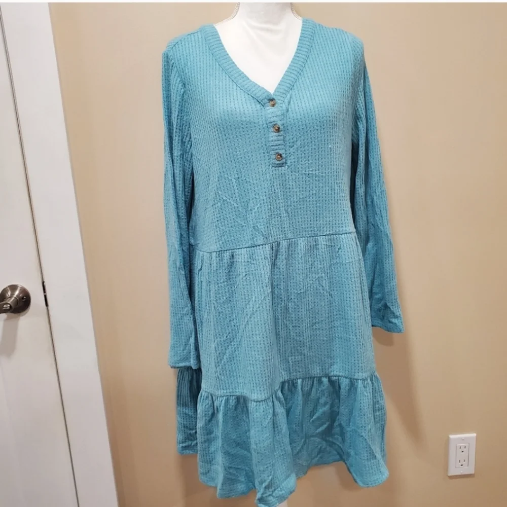 Justice bluesleeve tiered blue Long Sleeve dress